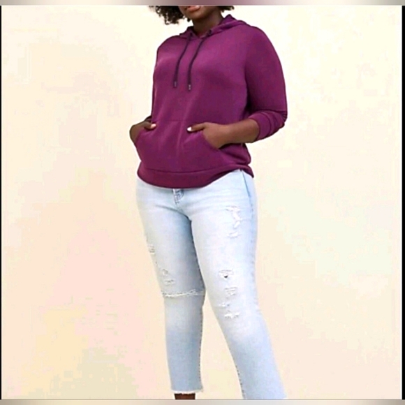 3X TORRID Modal Blend Plum Cupro Active Hoodie Sweatshirt - Picture 1 of 8